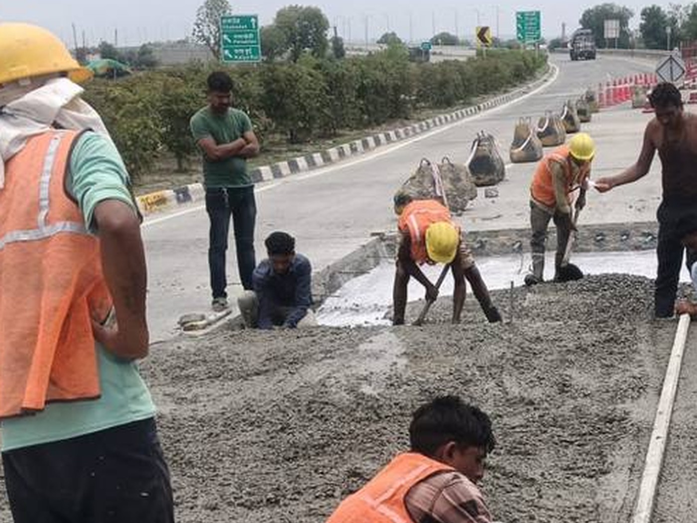 Civil works team coordinating concrete execution