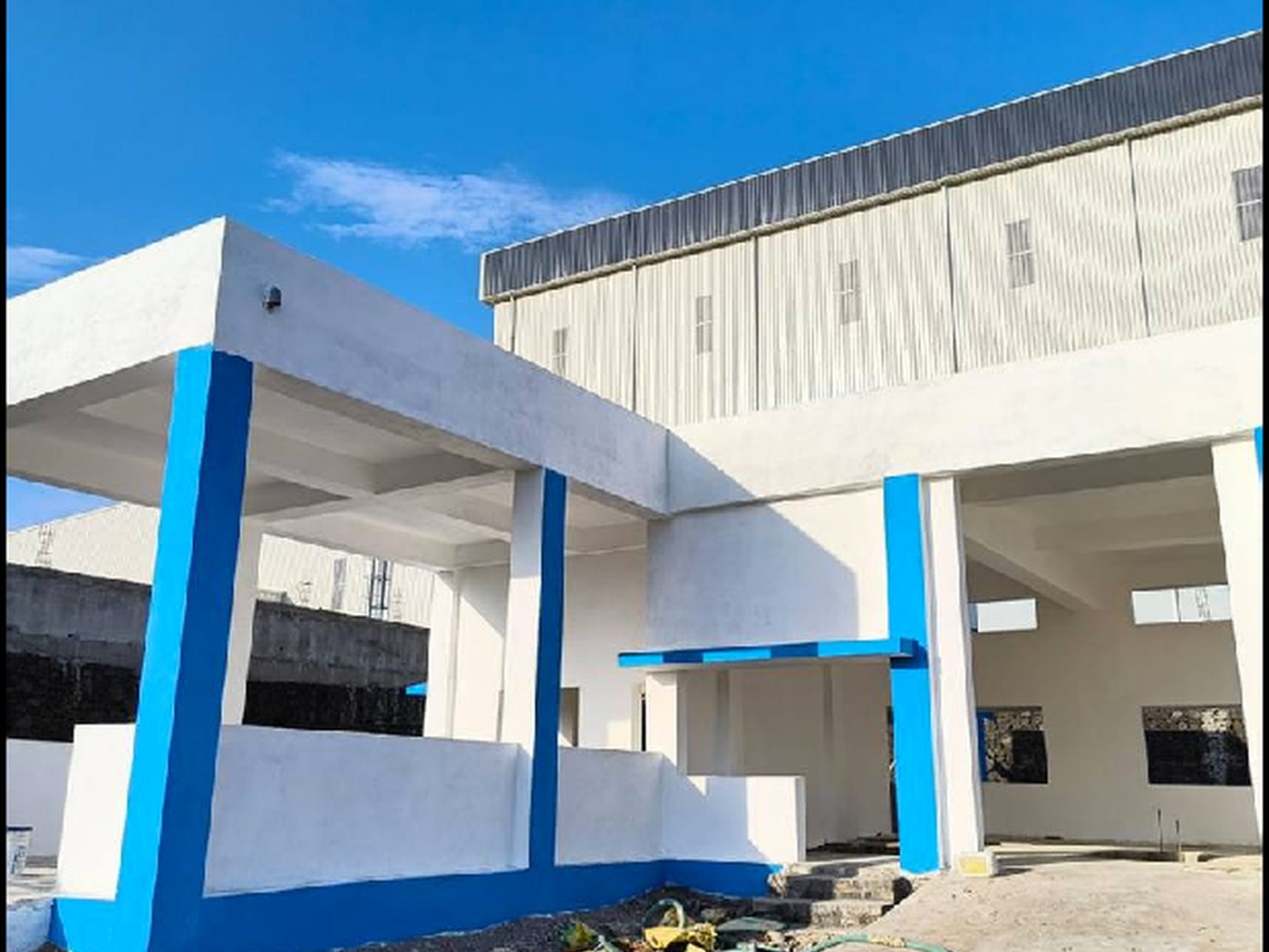 Completed exterior shell of an industrial building
