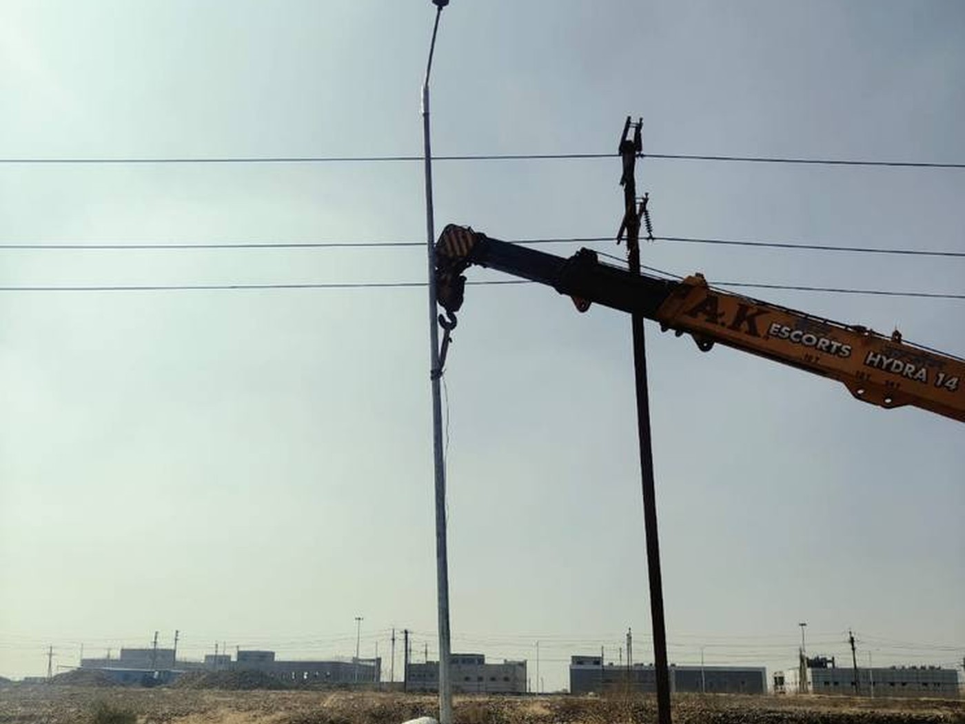Lifting equipment used during infrastructure installation